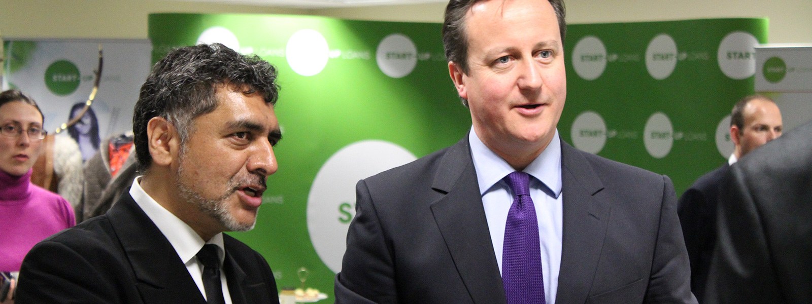 James Caan with Prime Minister David Cameron at a Start Up Loans event in Preston